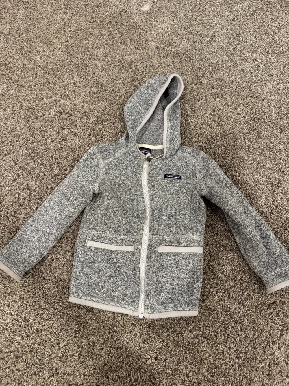 Patagonia Kids Heather Gray Hooded Zip Fleece Jacket
